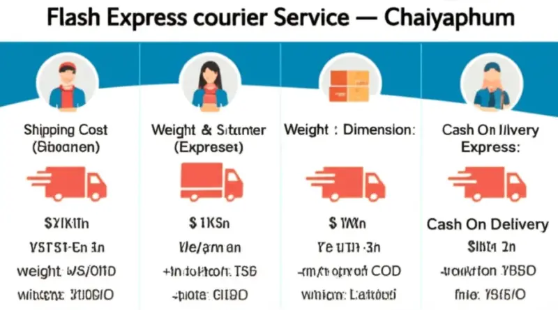 เช็กค่าบริการและโปรโมชั่น Flash Express ชัยภูมิ — วิธีคำนวณน้ำหนัก ขนาด และค่าบริการแบบละเอียด (รวมส่งด่วน/เก็บเงินปลายทาง)
