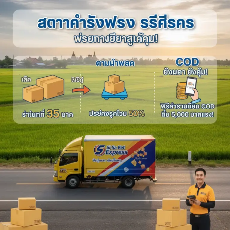 อัตราค่าบริการ ส่งพัสดุในจังหวัดศรีสะเกษ และตัวเลือกแพ็กเกจลดค่าใช้จ่าย (ขนาด น้ำหนัก/เกณฑ์ COD)